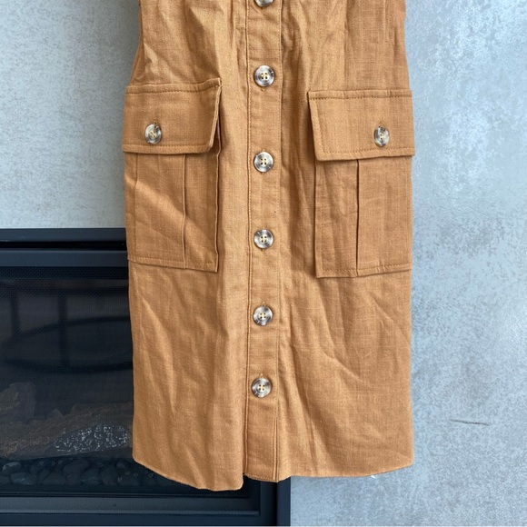 NWT Lulu’s  Meant for Greatness Tan Button-Front Mini Dress, Size M - Picture 9 of 15
